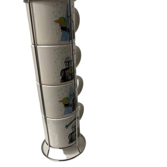 Silver Buffalo STAR WARS The Mandalorian Mug Cup Stackable Set 4 Metal Rack - Picture 7 of 9